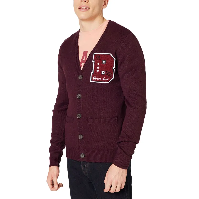 brave soul septimus mens cardigan long sleeve open front knitwear maroon0