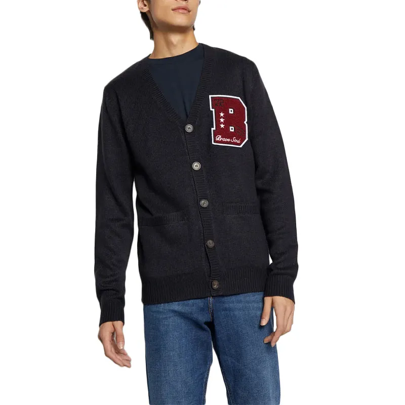 brave soul septimus mens cardigan long sleeve open front knitwear midnight blue0