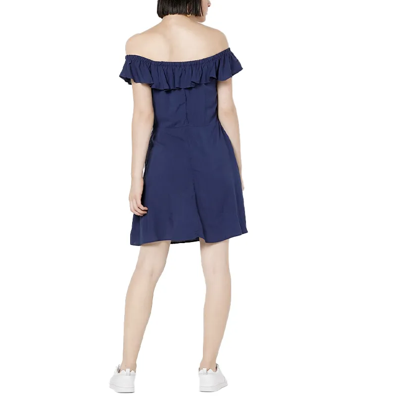 brave soul aruba women off shoulder min dress dark blue0