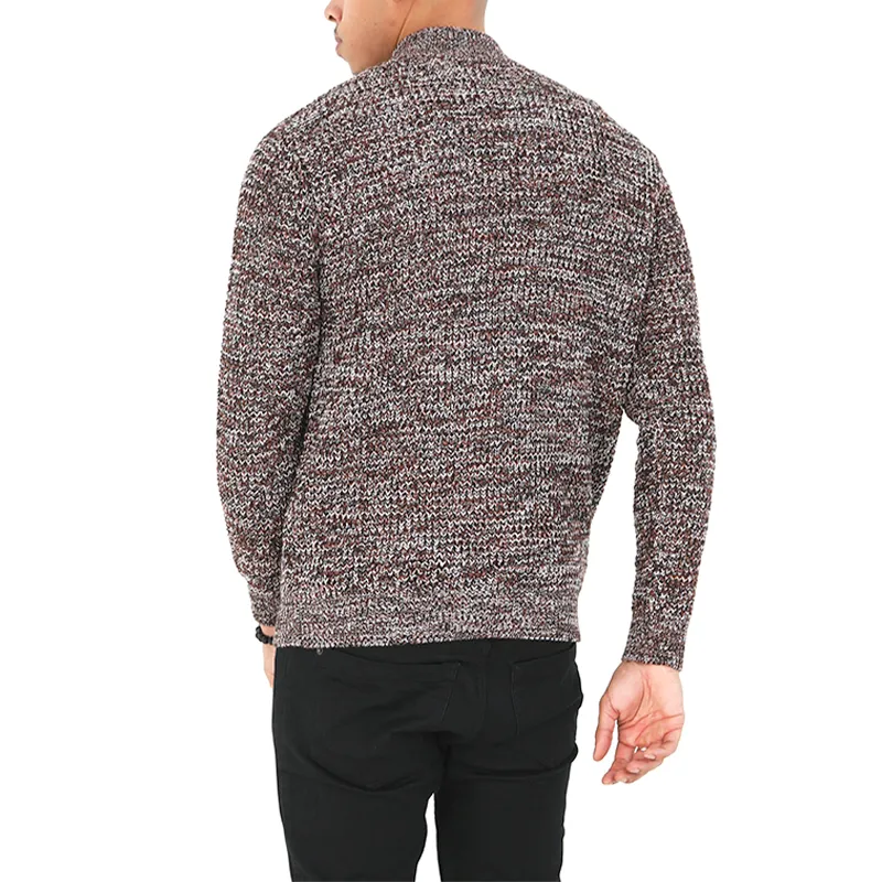 brave soul mens cable knitted jumper funnel neck half zip brown0