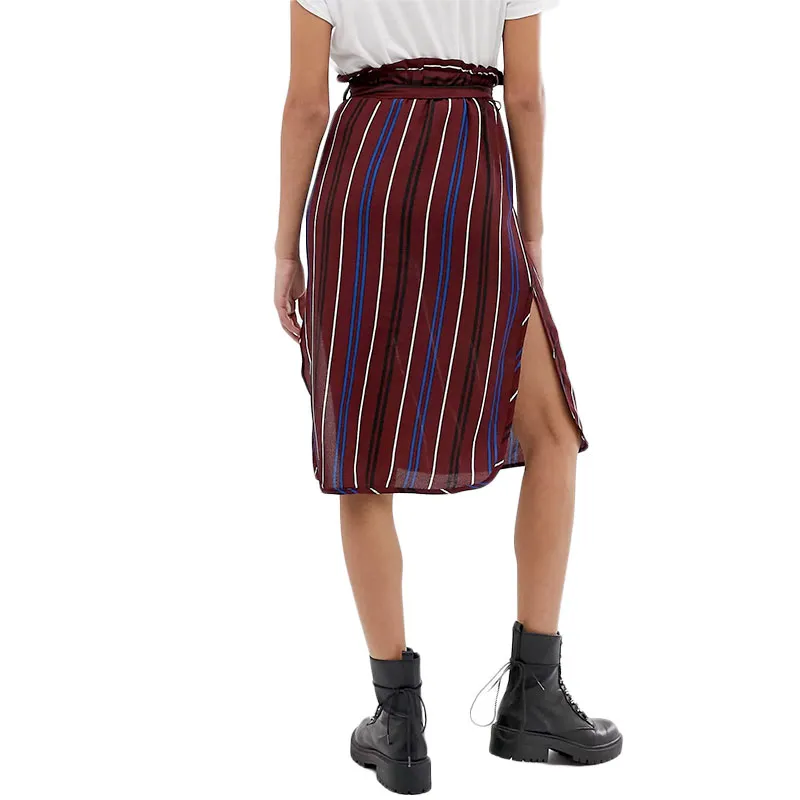 brave soul vixen womens midi skirts striped mid rise burgundy0