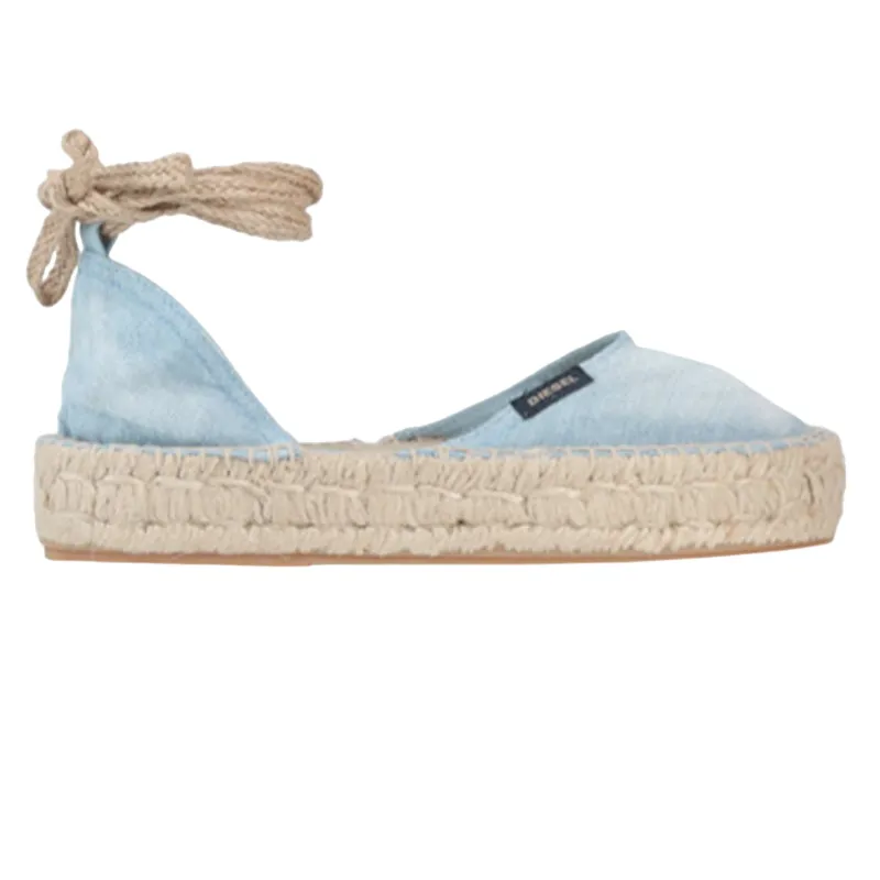diesel espadrillas rags womens sandals denim lace up shoes light blue0