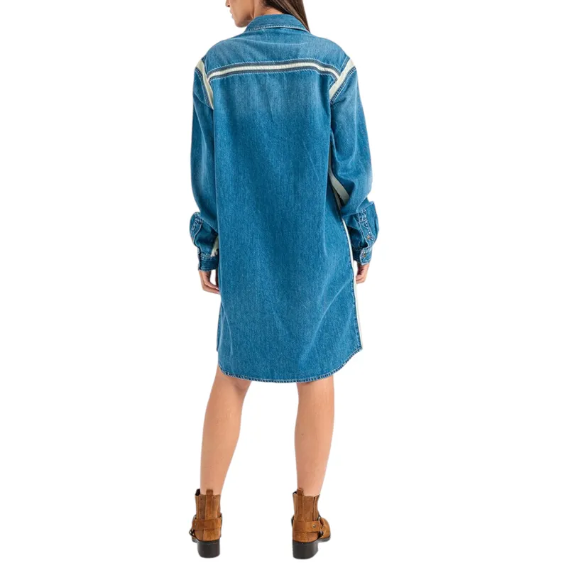 diesel de-hora womens shirt dress casual denim blue jeans top0
