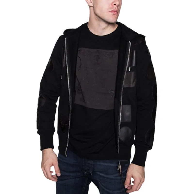 diesel s black patch mens zipped hoodie  long sleeve sweatshirts0