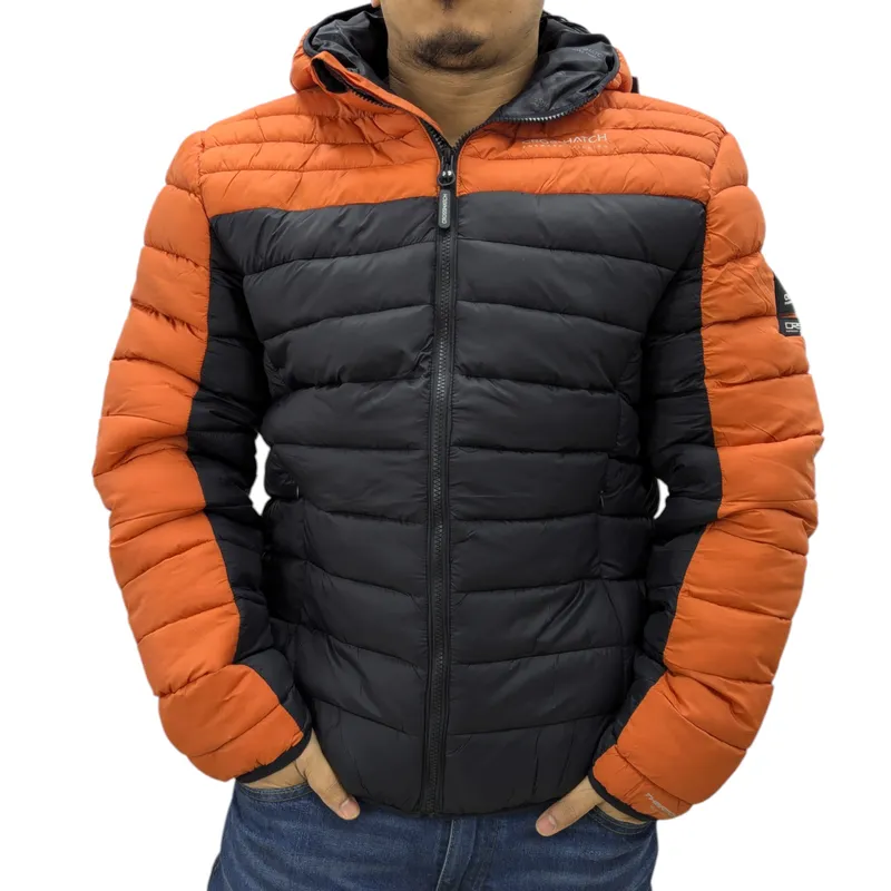 crosshatch mens puffer jacket lightweight winter quilted padded full zip orange0