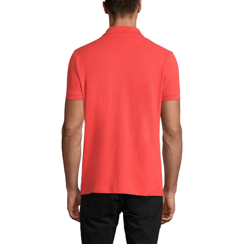 mens polo shirts regular fit casual summer cotton tee coral red0