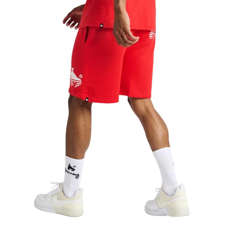 money clothing mens fleece shorts gym sports casual bottom red0