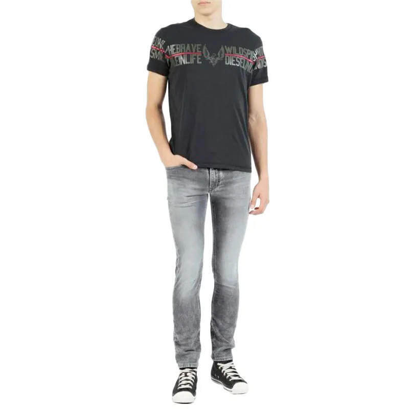 Diesel Thavar Ne 0855b Mens Denim Jeans Sweat Jogg Jeans Slim Fit Black Top Brand Outlet UK