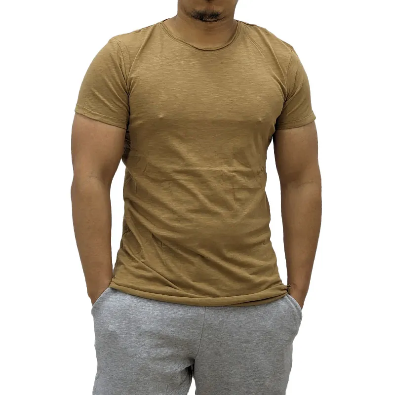 mens t shirts short sleeve gym tee summer longline t shirt brown0