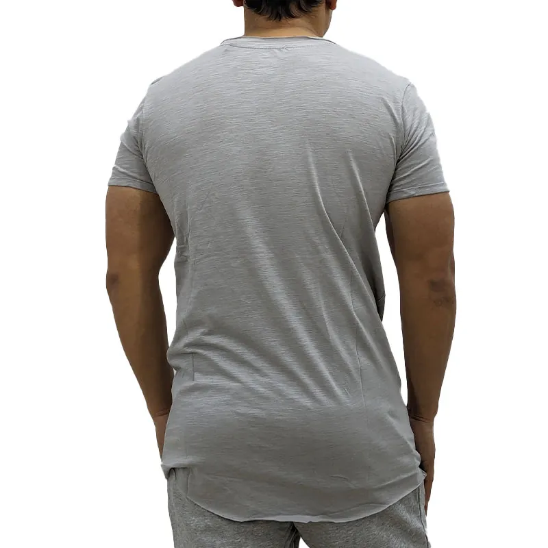 mens t shirts short sleeve gym tee summer longline t shirt light grey0