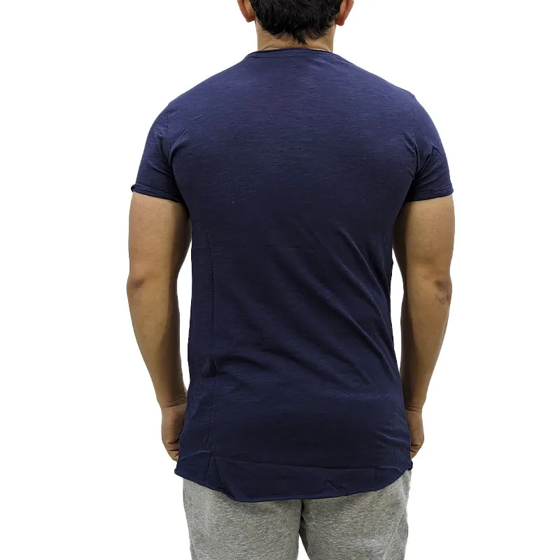 mens t shirts short sleeve gym tee summer longline t shirt navy0