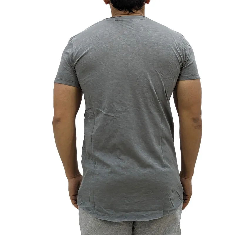 mens t shirts short sleeve gym tee summer longline t shirt grey0