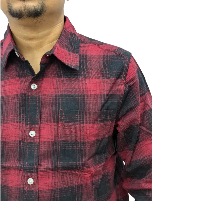 regatta mens lumberjack flannel check shirt red and black9