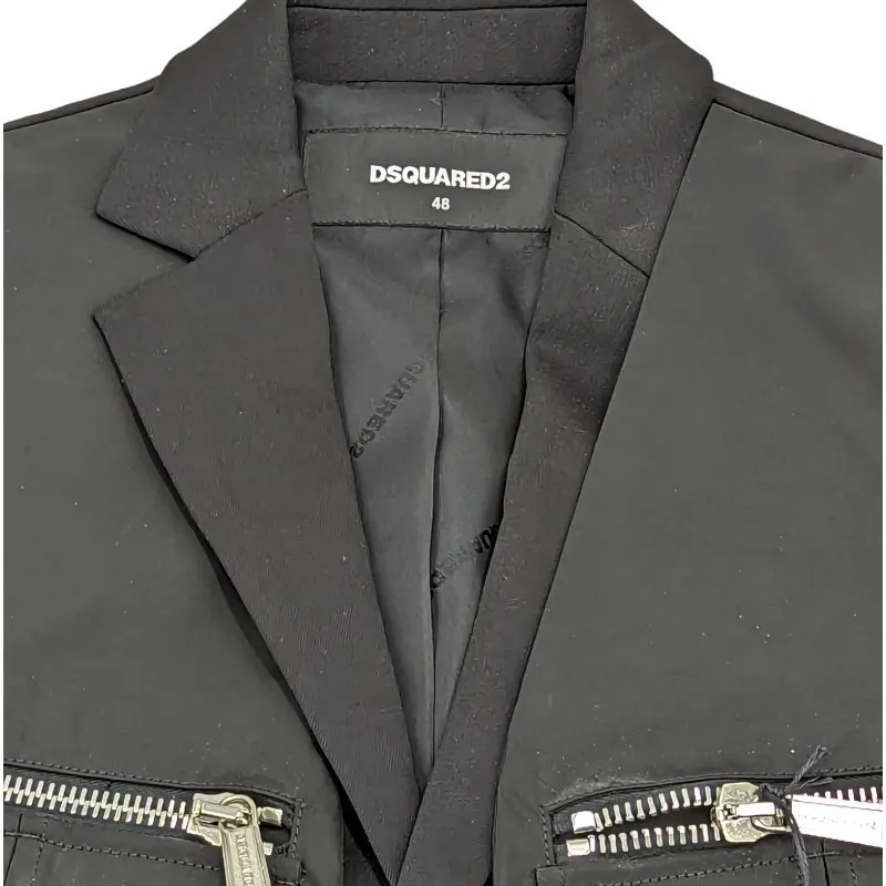 dsquared2 s74fz0034 mens waistcoat jacket black lapel neck9