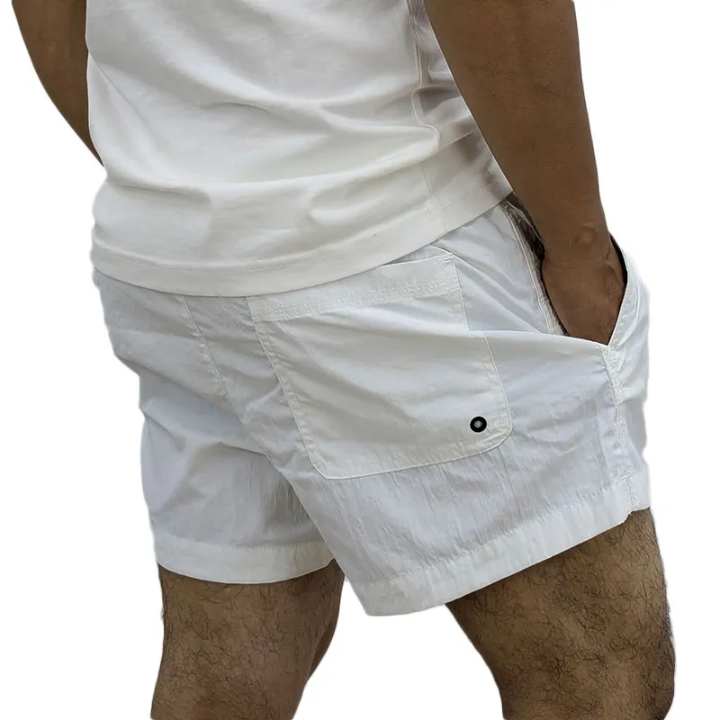 mens swimming shorts surf shorts length trunks beachwear white1