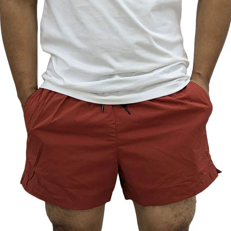 mens swimming shorts surf shorts length trunks beachwear brick red1