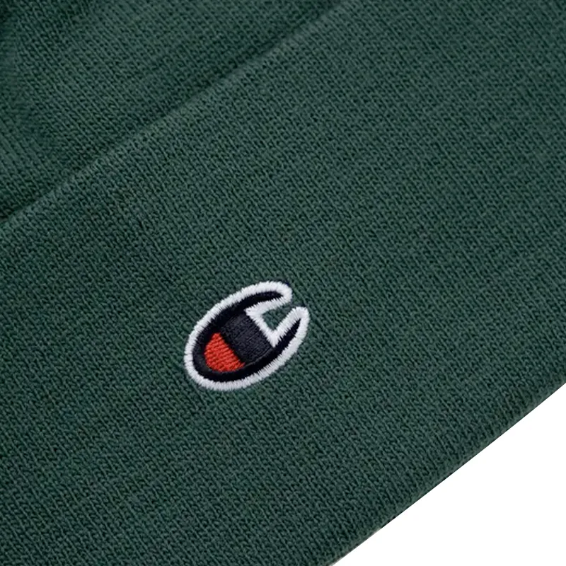 champion mens beanie hat winter thick knitted ribbed dark green1