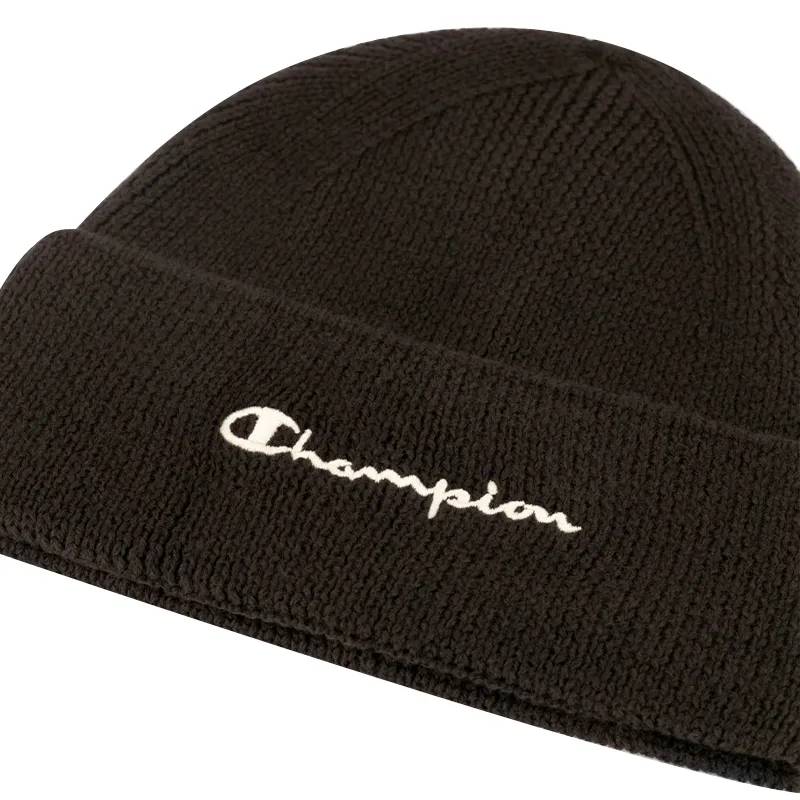champion mens beanie hat thick winter warm ribbed caps black1