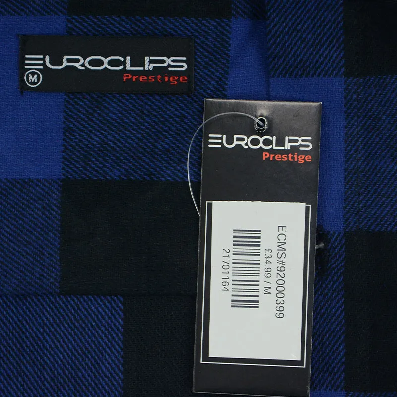 euroclips mens chess check shirts regular casual blue and black1