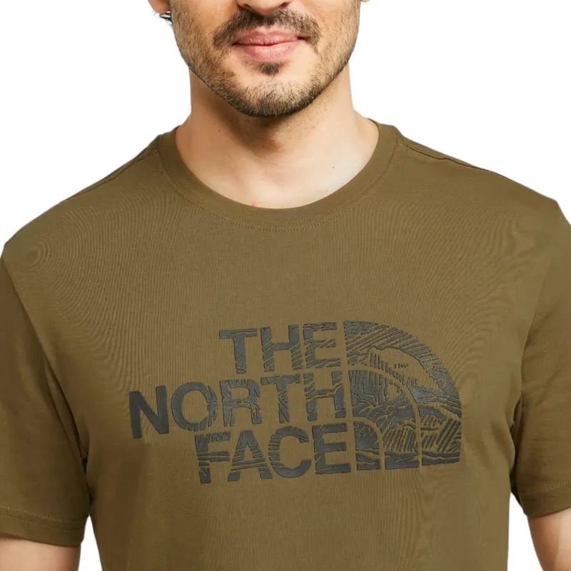 the north face mens t shirts woodcut dome soft cotton tee olive1