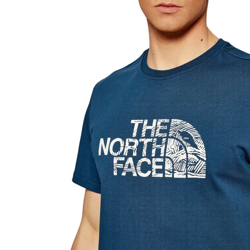 the north face mens t shirts woodcut dome soft cotton tee teal blue1