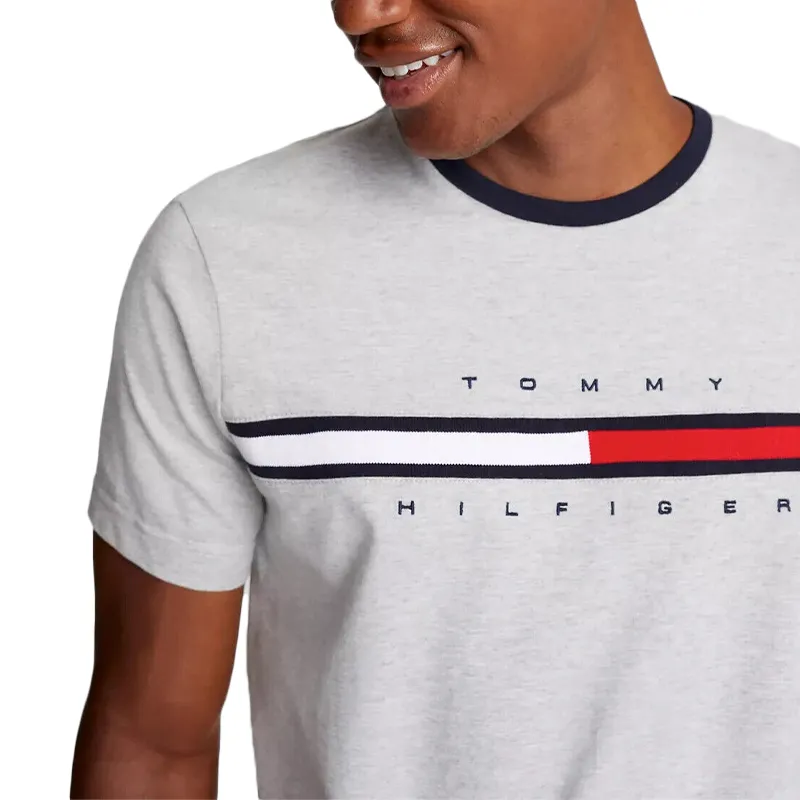 tommy hilfiger mens t shirt crew neck signature stripe tino tee grey1