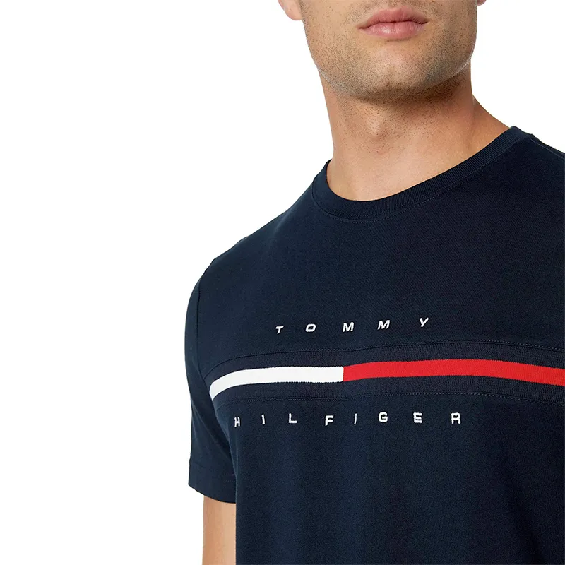 tommy hilfiger mens t shirt crew neck signature stripe tino tee navy1