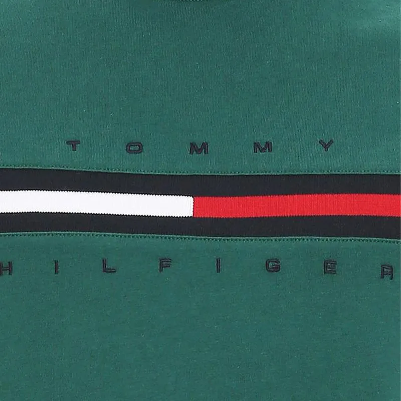 tommy hilfiger mens t shirt crew neck signature stripe tino tee teal green1