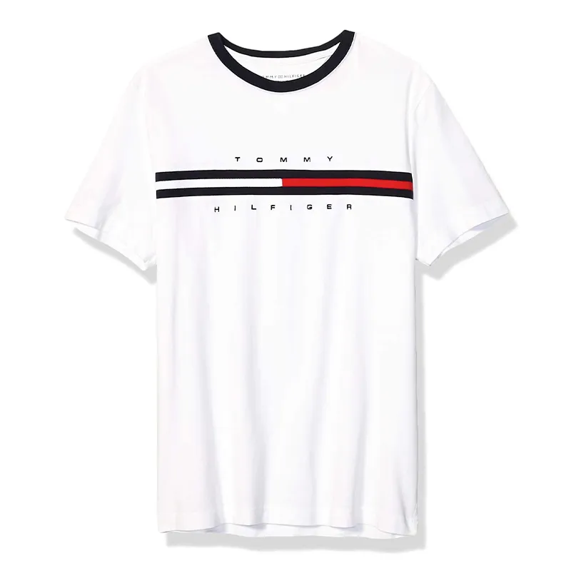 tommy hilfiger mens t shirt crew neck signature stripe tino tee white1