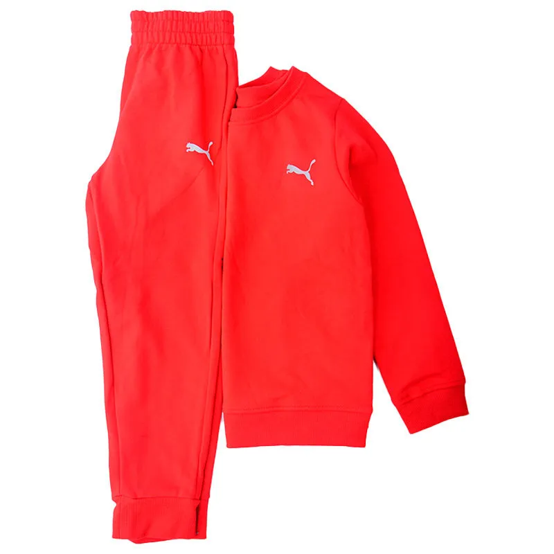puma kids tracksuit cotton sweatshirt joggers full set red1