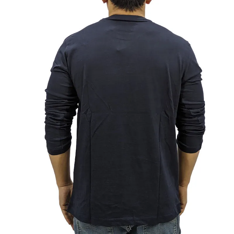jack & jones mens long sleeve t shirts slim fit cotton tee top navy/red1