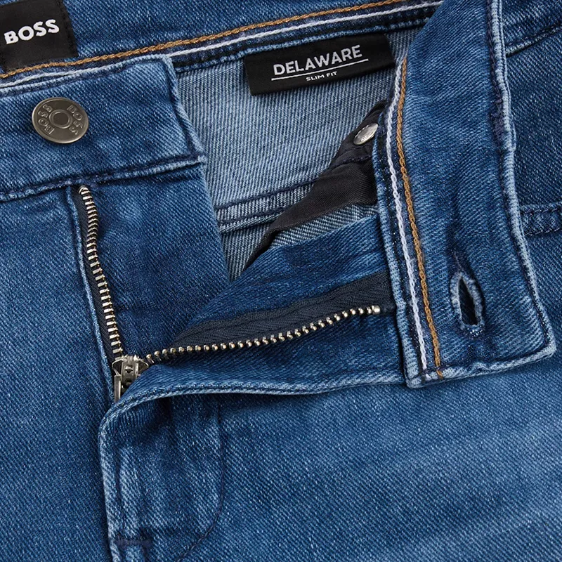 Boss Mens Denim Jeans Slim Fit Italian Cashmere Touch Blue Top Brand Outlet UK