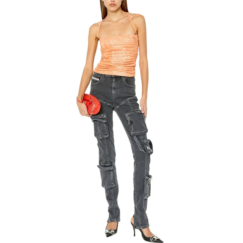 diesel t-dru womens laminated jersey sleeveless party tops1