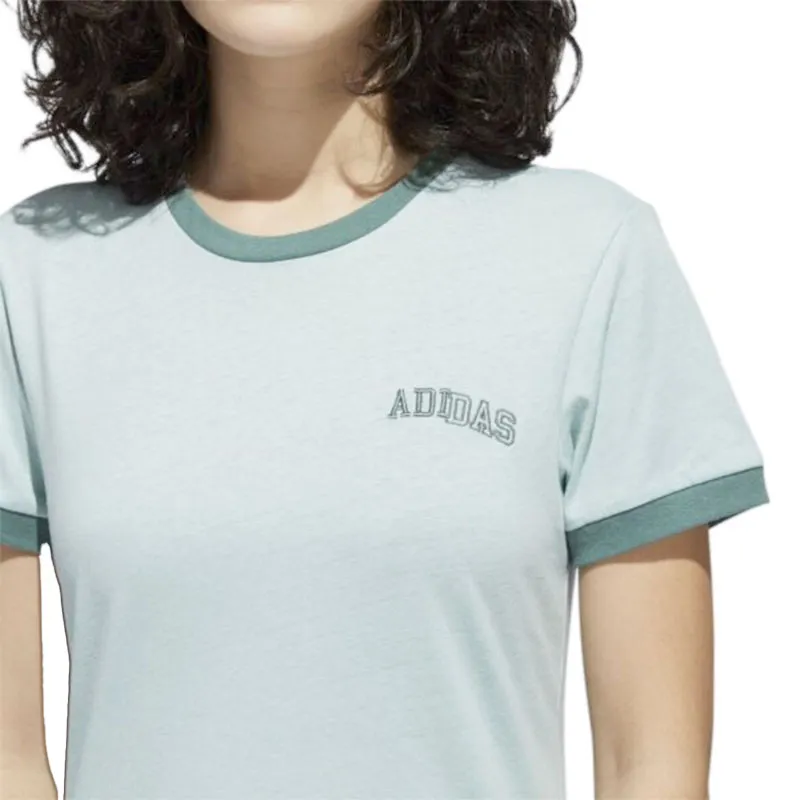 adidas ge0338 womens t shirts ribbed crew neck sports cotton tee1