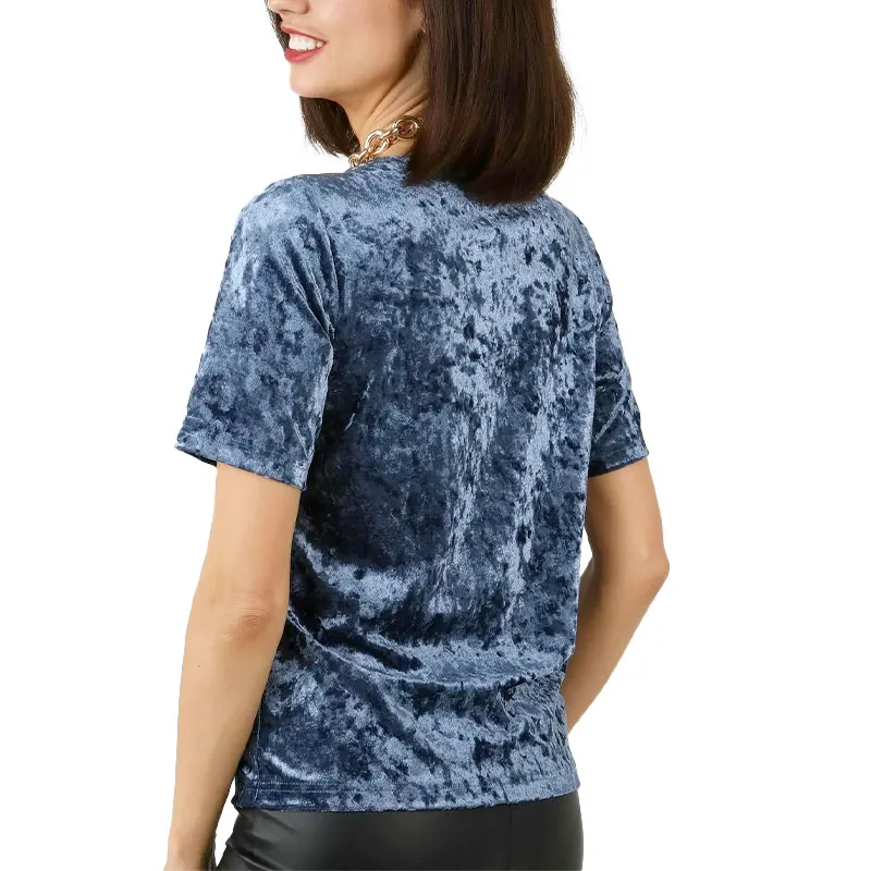 brave soul womens plain t shirts short sleeve party velvet steel1