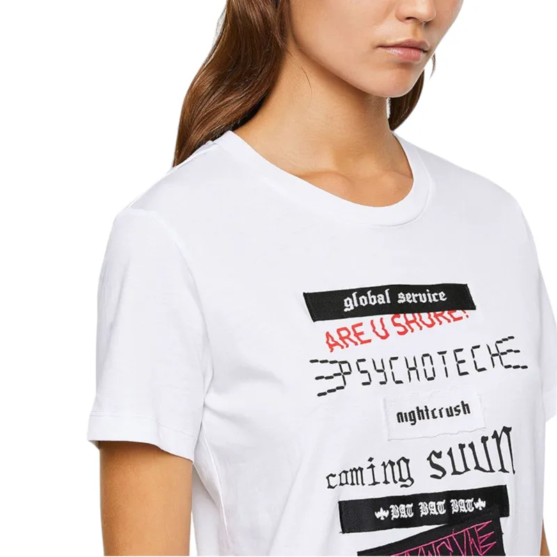 diesel t-sily-v20 womens t shirts crew neck slim fit white1