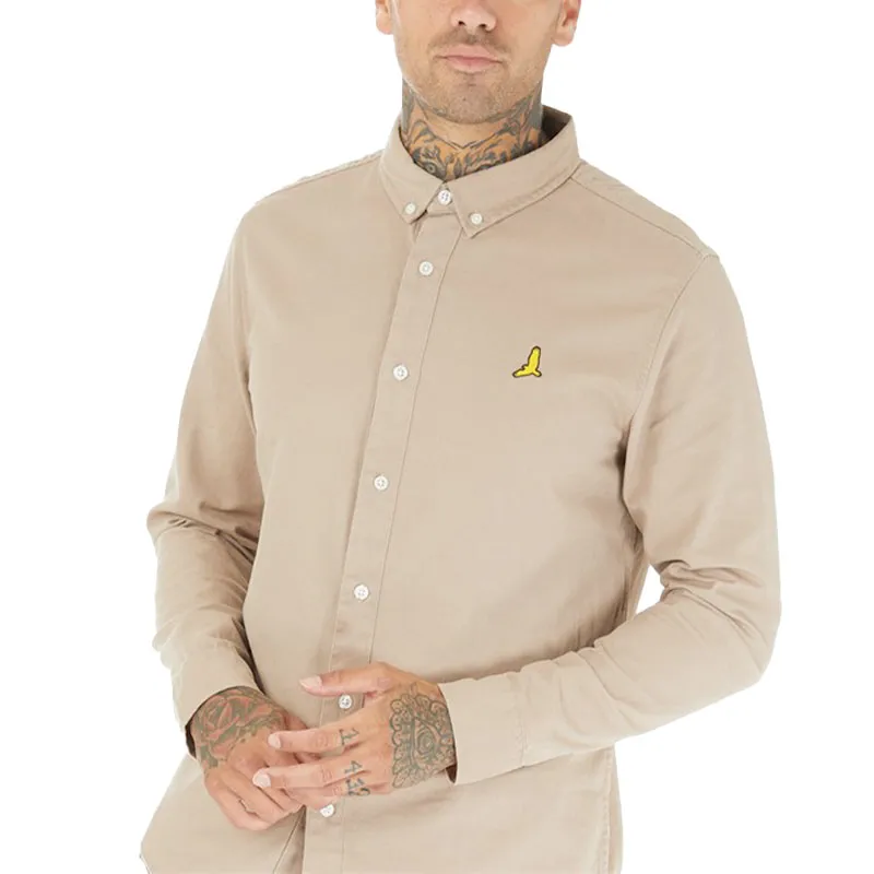 brave soul mens cotton twill shirts long sleeve party formal stone1