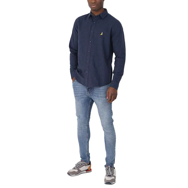 brave soul mens flannel shirts brushed woven party top denim marl1