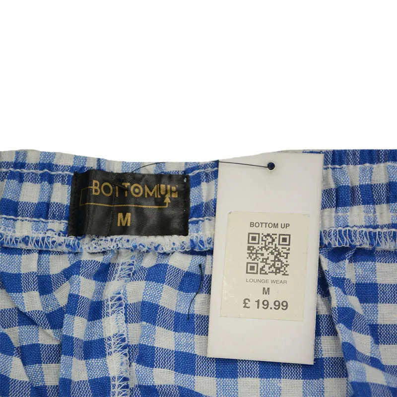 mens pyjama bottoms cotton woven large check loungewear blue1