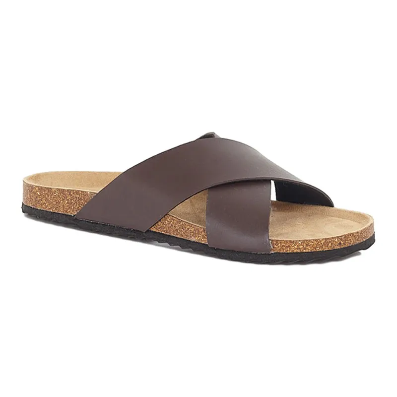 brave soul mens cross over sandals beach sliders flip flops brown1