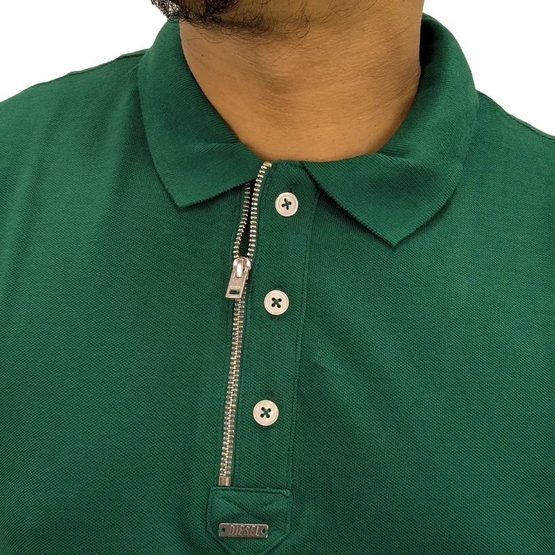 diesel t-smith-zip out rbawh mens polo shirts short sleeve green1