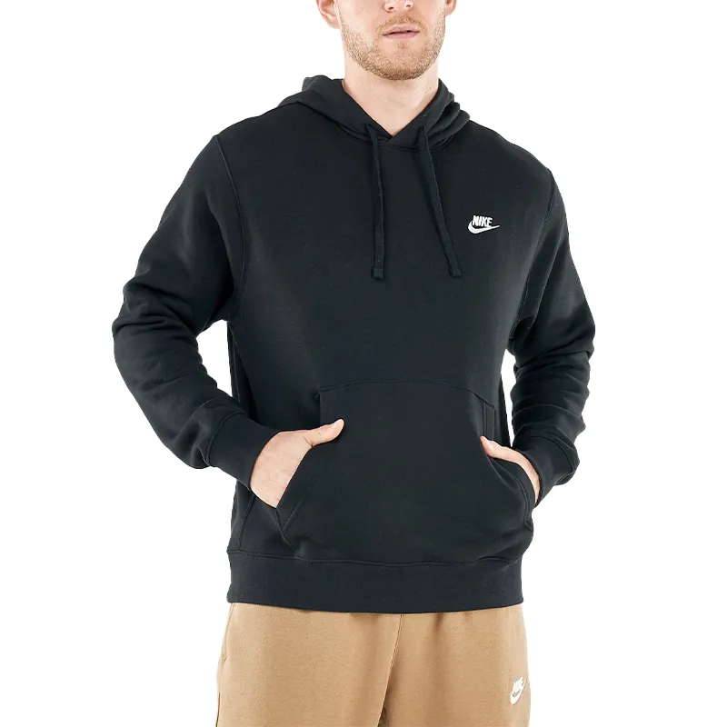 nike club mens hoodie casual sweat pullover gym top black1