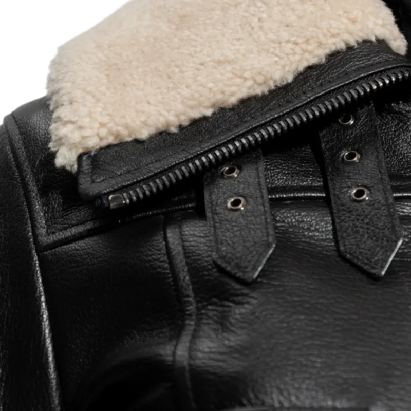 diesel l-isek womens leather jacket fur collared black1