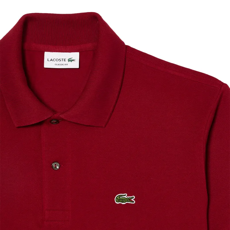 lacoste l1212 mens polo shirts collared classic fit top bordeaux1