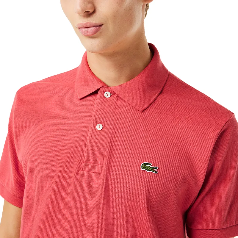 Lacoste L1212 Mens Polo Shirts Collared Classic Fit Top Sierra Red Top Brand Outlet UK