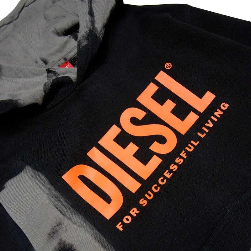 diesel snork unisex kids girls pullover fleece hoodie orange1