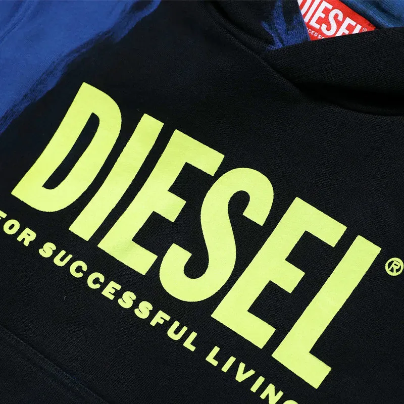diesel snork unisex kids girls pullover fleece hoodie blue1