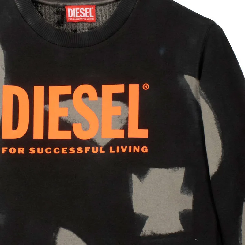 diesel smart unisex kids girls pullover sweatshirt crew neck black1