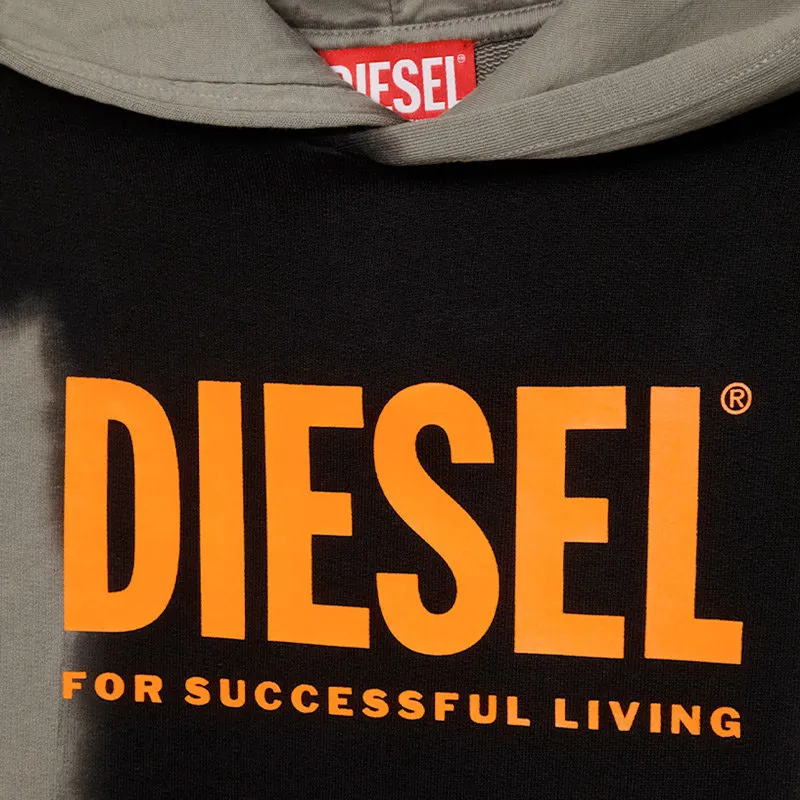diesel smart unisex kids boys pullover hoodie crew neck black1