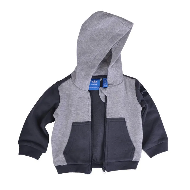 adidas unisex kids baby boy hoodie full sleeve grey 3 - 6 month1